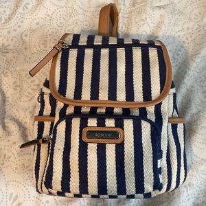 Small blue and white stripped backpack